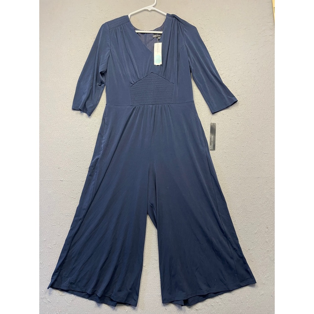 Maggy London Jumpsuit Polyester Spandex Navy Blue Size 8P US 38 EU Womens